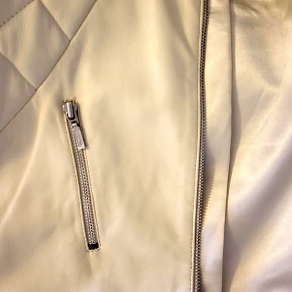 Billabong Leather Jacket in Cream - Picture 5 of 5